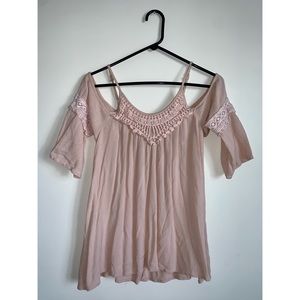 Pale Pink Off the Shoulder Flowy Top